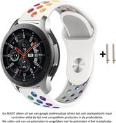 Wit Regenboog Siliconen sporthorlogebandje voor 22mm Smartwatches van Samsung, LG, Asus, Pebble, Huawei, Cookoo, Vostok en Vector – Maat: zie maatfoto – 22 mm rubber rainbow smartw