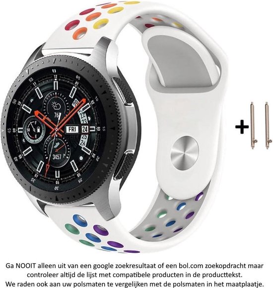 Wit Regenboog Siliconen sporthorlogebandje voor 22mm Smartwatches van...
