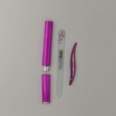 Profi4Beauty® Luxe 3 delige manicure gift set (nagel vijl, pincet, luxe etui) design by Swarovski® elements, roze