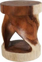 Landelijk houten bijzettafel Niah - Ronde bijzettafel suarhout - 46 x 35 cm