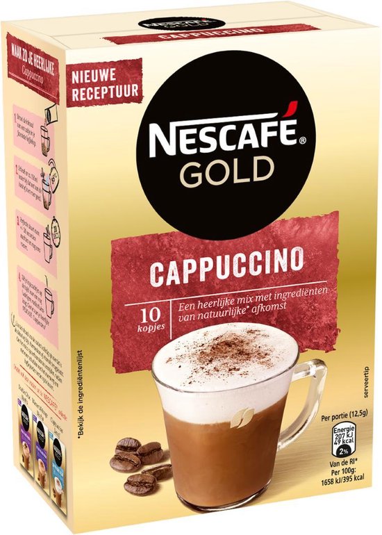Nescafé Gold Cappuccino oploskoffie - ongezoet - 6 doosjes à 10 zakjes - Nescafé