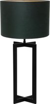 Light & Living Mace lampenvoet | met groene kap | vierpoot | 75 cm hoog | Ø kap 40 cm | zwart