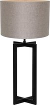 Light & Living Mace lampenvoet | met beige linnen kap | vierpoot | 75 cm hoog | Ø kap 40 cm | zwart