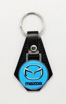 Sleutelhanger - Mazda - Blauw - Leer - Leather - Metaal - Auto