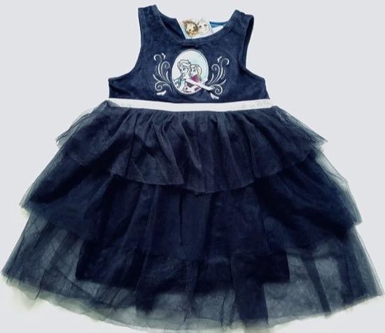Disney Frozen jurk feestjurk velours/tule donkerblauw maat 116 | bol.com