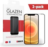 2-pack BMAX geschikt voor de iPhone 12 Mini Screenprotector Full Cover / gehard glas / Beschermglas / Tempered Glass / Glasplaatje - Black/Zwart