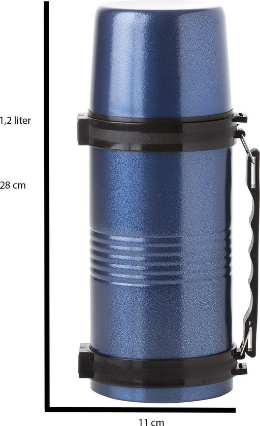 Verbinding Woestijn Gemiddeld MacGyver Thermosfles Rvs - Thermoskan 1,2 Liter 28cm - Onbreekbaar - Blauw  | bol.com