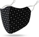 Mondkapje zwart met patroon - wasbaar - herbruikbaar - Mondmasker - mondbescherming - mondkapje met print - leuk printje