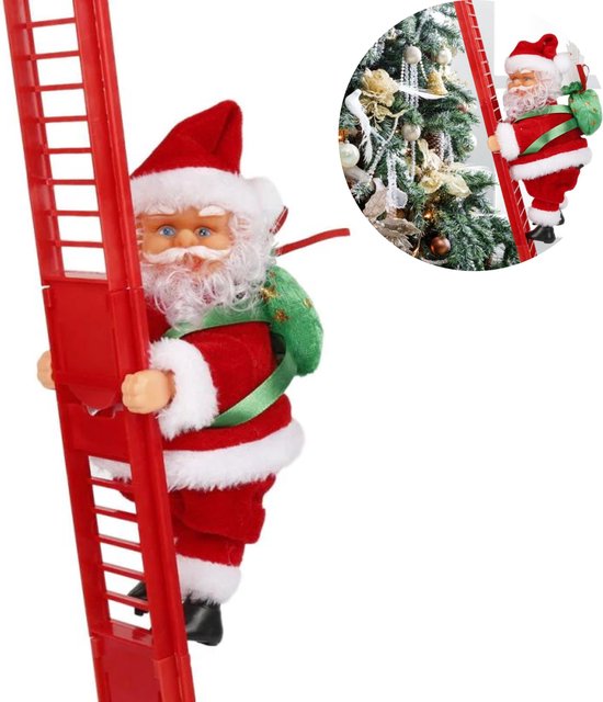 Klimmende kerstman - Kerstman op ladder - Klimt op en neer - Bewegende... | bol.com