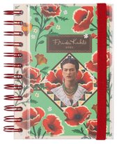 Frida Kahlo agenda 2021 - 16 x 13 cm - ringband - week - lannoo - harde kaft - groen