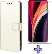 iPhone 12 Pro Max Hoesje Goud - Portemonnee Book Case - Kaarthouder & Magneetlipje & Glazen Screenprotector