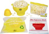 SilcoPoP 4in1 Popcorn Maker Bundle Geel - Siliconen Popcorn Popper Simpel & Opvouwbaar