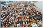 Dibond - Zeecontainers in de Haven - 60x40cm Foto op Aluminium (Met Ophangsysteem)