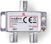 Nedis CATV-Splitter | 5 - 1000 MHz | Tussenschakeldemping: 4.2 dB | Outputs: 2 | 75 Ohm | Zink
