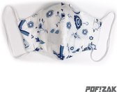 Mondkapje / Mondmasker - DELFTS BLAUW wit - Niet-medisch, Wasbaar en Herbruikbaar