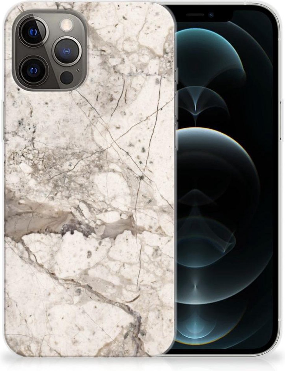 iPhone 12 Pro Max TPU Siliconen Hoesje Marmer Beige