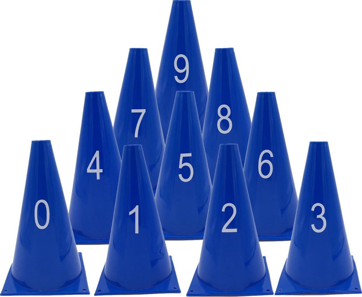 Genummerde Pionnen 0-9 set 10 stuks BLAUW