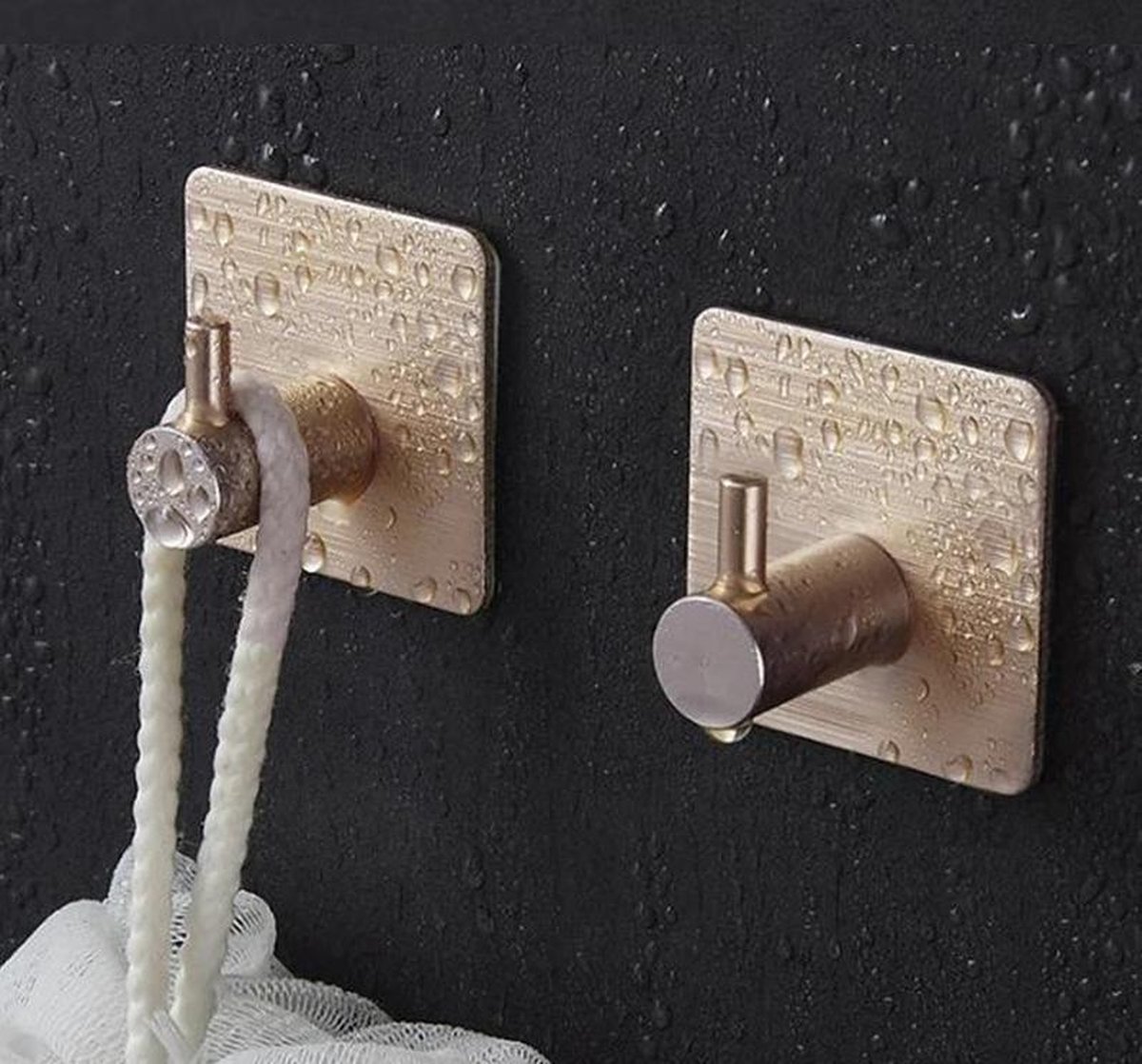 Zelfklevende Handdoekhaakjes Set Van 4 Goud Kleurig Voor Badkamer zelfklevende-handdoekhaakjes-set-van-4-goud-kleurig-voor-badkamer