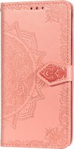 Hoesje Met Pasjeshouder Geschikt voor iPhone 12 Pro / 12 - Mandala Bookcase - oranje