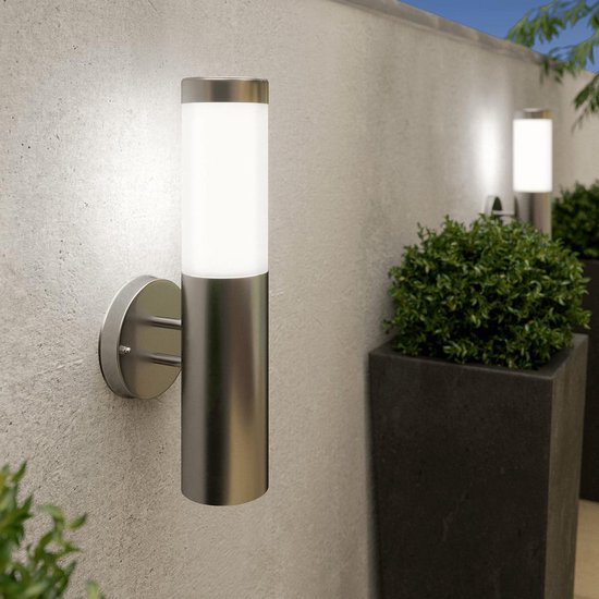Solar wandlamp cilinder - Design - Chroom - Zonne-energie