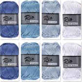 Lammy yarns Rio katoen garen - licht blauw grijs, korenbloem blauw (022) - naald 3 a 3,5 mm - 1 bol