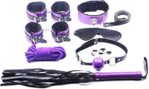 Bondage Kit Paars Zwart 8 Items - Mooie set voor beginners en gevorderden - Sexpakket voor koppels - Spannend voor koppels - Sex speeltjes - Sex toys - Erotiek - Bondage - Sexspell