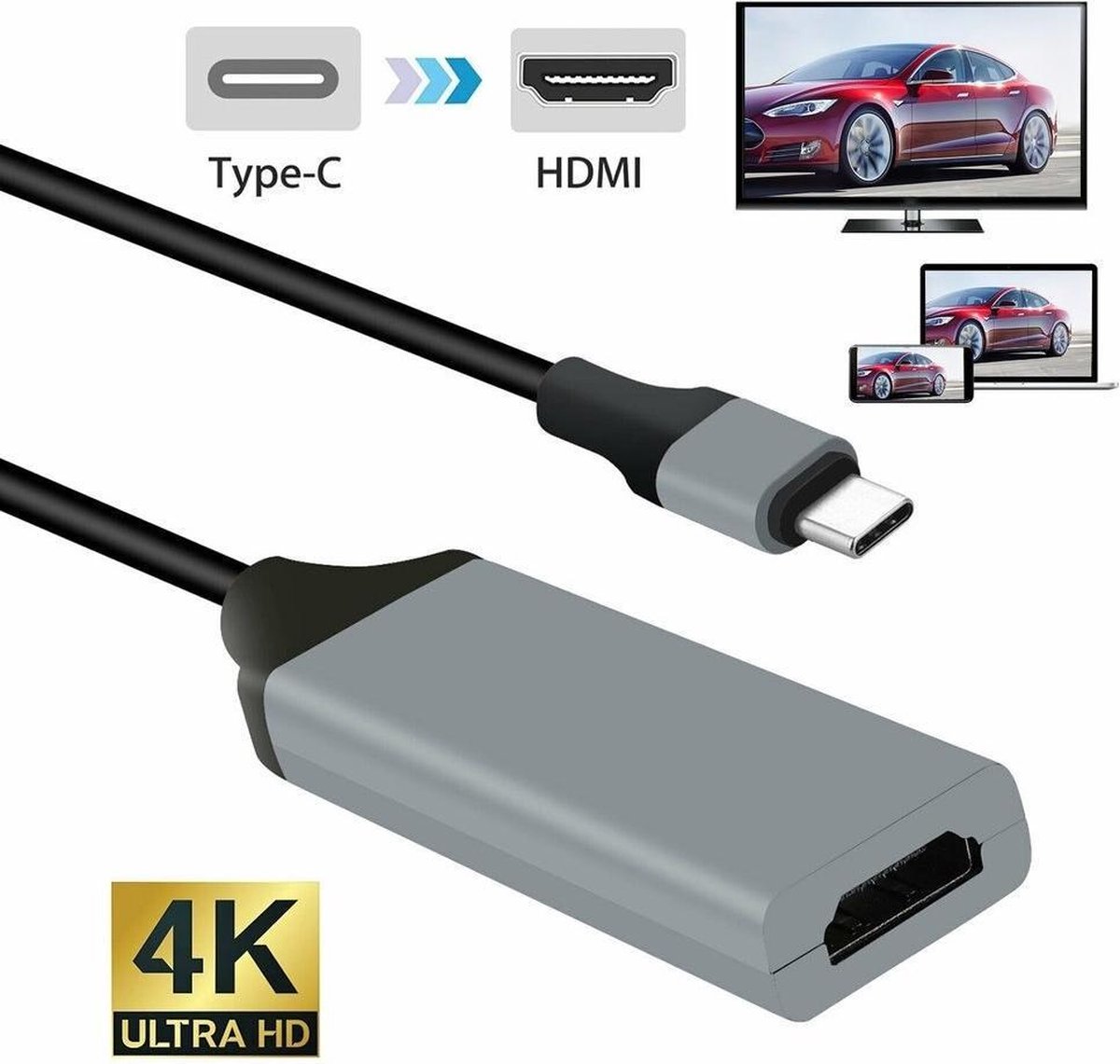 2x DrPhone UC5 - 4K x 2K 30hz (3840 x 2160 HD) TYPE C HDMI Adapter USB-C naar HDMI support 1080p - Macbook / Surface / S10 / S20 / Note 20 / 10 Huawei P30 / P40 etc
