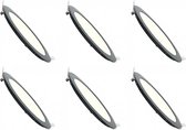 LED Downlight Slim 6 Pack - Inbouw - 3W - Dimbaar - Natuurlijk Wit 4200K - Rond - Mat Zwart - Aluminium - Ø90mmm - BSE
