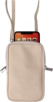 Bestcases Echt Lederen Schoudertasje voor Smartphone - Universeel - Beige