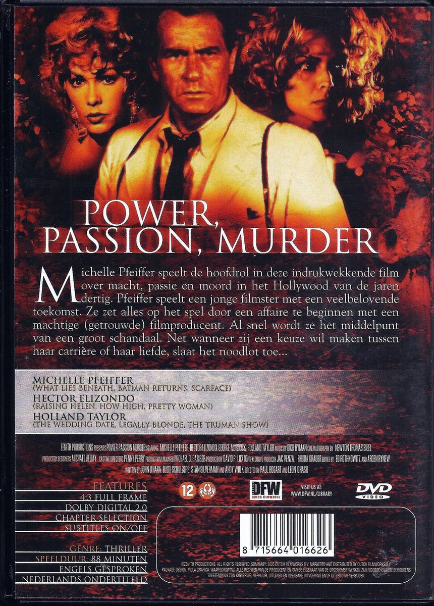 Passion, Murder DVD Thriller Film met: Michelle Pfeiffer & Hector | bol.com