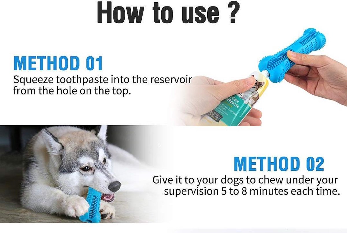 Bol Com Honden Blauw Tandenborstel Met Vanillesmaak Tandpasta Set