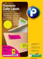 Printec Fluoriscerend Neon Geel etiketten - 10 vel - 70x37mm - 24 labels per A4 - 240 stickers per doos