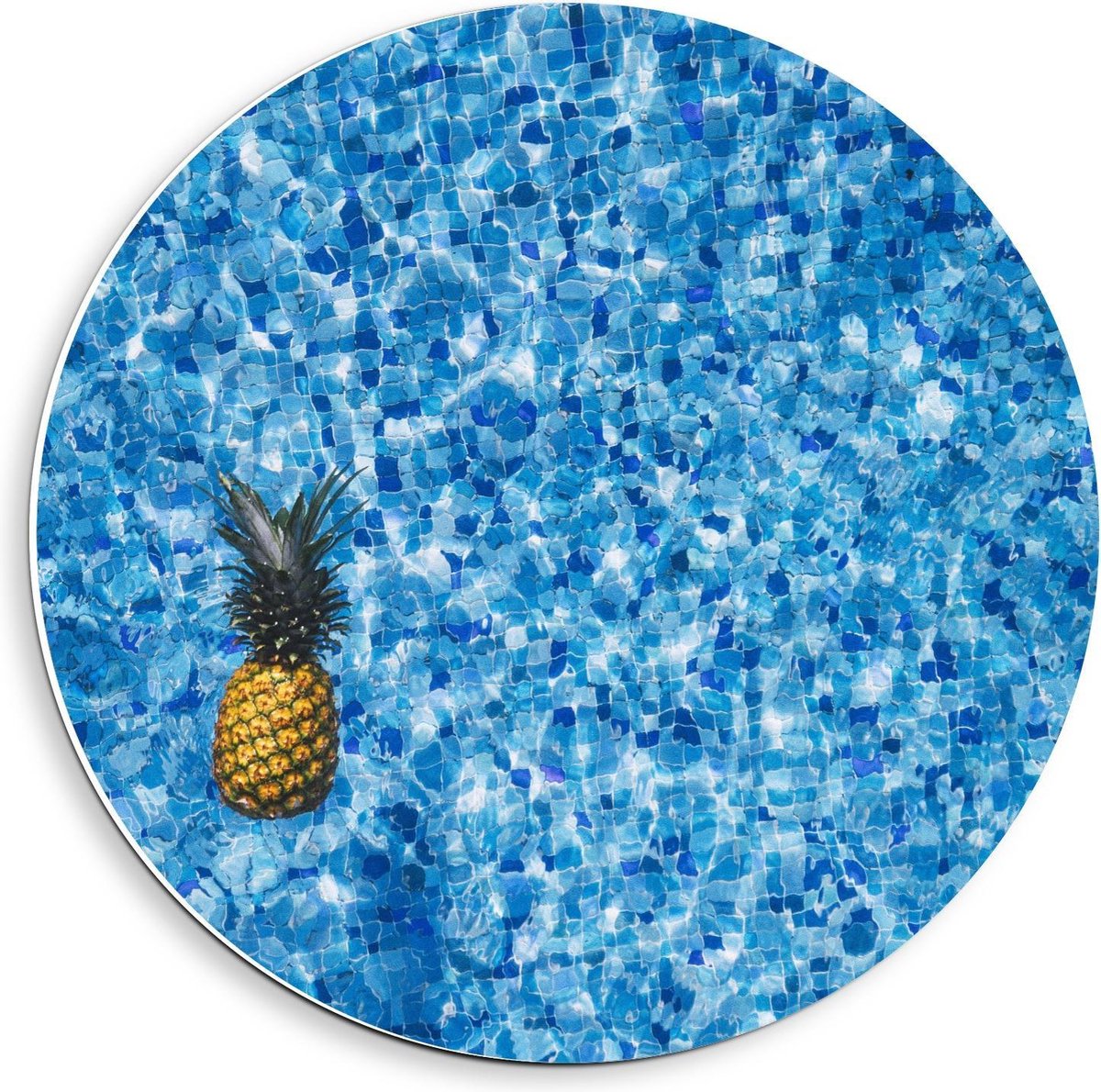 KuijsFotoprint - Schilderij - Verdwaalde Ananas In Het Water - Groen, Blauw En Oranje - 40 X 40 Cm