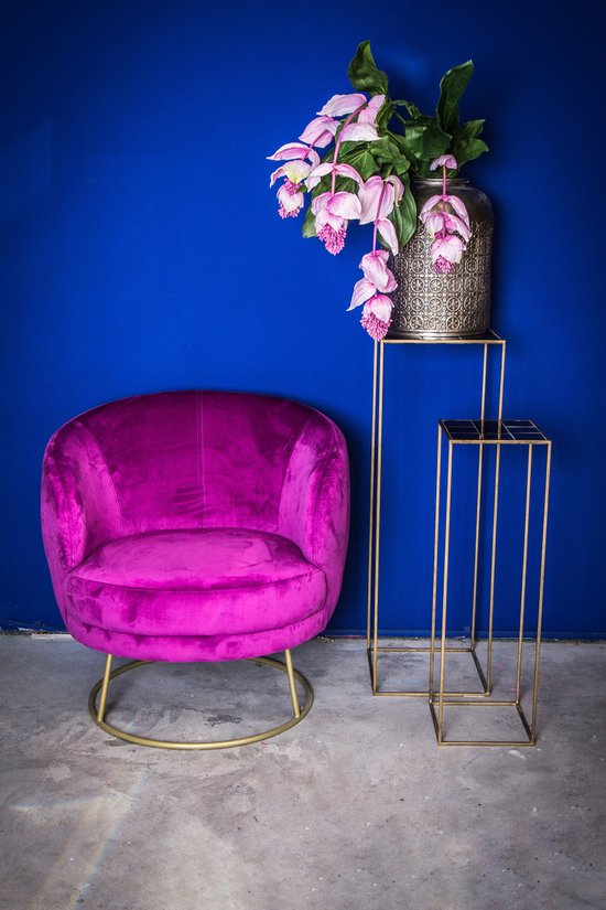 PTMD Xelena velvet purple fauteuil half round brass Iron | bol