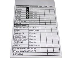 Slechtziend Grootletter Yahtzee scoreblok XXL - A4 formaat met grote letters