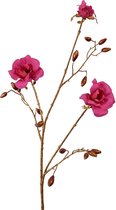 Viv! Home Luxuries Roos met rozenbottels - zijden bloem - roze met goud - 81cm - topkwaliteit