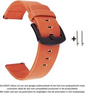 Oranje bruin kunstleren Bandje voor bepaalde 20mm smartwatches van verschillende bekende merken (zie lijst met compatibele modellen in producttekst) - Maat: zie foto – 20 mm orange brown PU leather smartwatch strap - Leder - Leer