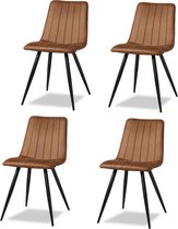 Sense' Living Industriële Eetkamerstoelen Set van 4 - Kuipstoel Jamy Cognac