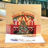 3D popupkaart - Kerstkaart Kerstmis Knus bij de open haard Kerstboom en cadeautjes pop-up wenskaart - Voordeelpakket