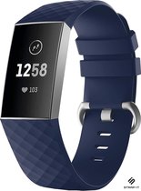 Strap-it Siliconen bandje - geschikt voor Fitbit Charge 3 / Fitbit Charge 4 - donkerblauw - Maat: Maat L