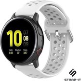 Siliconen Smartwatch bandje - Geschikt voor  Samsung Galaxy Watch Active / Active2 siliconen bandje met gaatjes - wit - Strap-it Horlogeband / Polsband / Armband