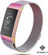 Milanees Smartwatch bandje - Geschikt voor  Fitbit Charge 3 Milanese band - regenboog - Maat: L - Strap-it Horlogeband / Polsband / Armband