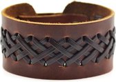 Lederen heren armband Brown Braided