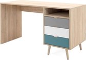 CUBA Desk 3 laden en 1 nis - Scandinavische stijl - Sonoma eikendecor - B 130 x D 55 x H 75 cm