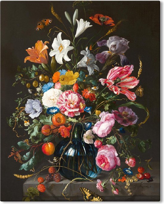 Canvas Schilderij Vaas met bloemen - Jan Davidsz de Heem - 40x50 cm