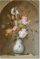 Canvas Schilderij Bloemstilleven - Balthasar van der Ast - 100x150 cm