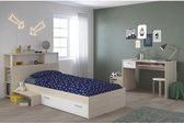 CHARLEMAGNE Chambre d'enfant complète - Tête de lit + lit + bureau - Style contemporain - Décoration acacia clair et blanc