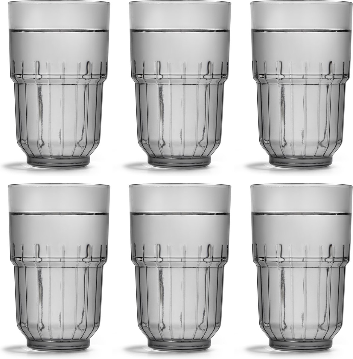 Libbey Longdrinkglas LinQ – 360 ml / 36 cl - Set van 6 - Stapelbaar - Grijze kleur