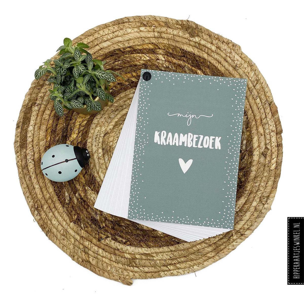 Kraambezoek - Invulkaarten - Kraambezoekboek jongen - Invulboek groen - 25 personen