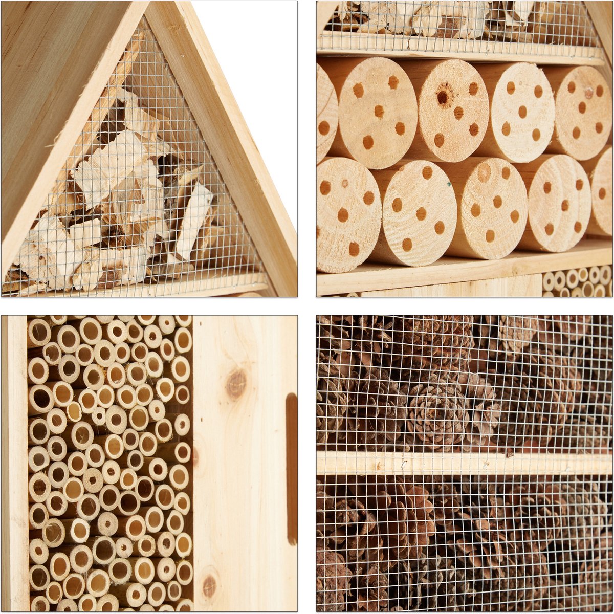 insectenhotel op paal - 79 x 49 x 12 cm - insectenhuis vlinders - hout — afbeelding 7